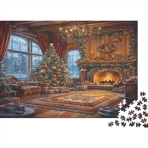 Cartoon Weihnachten 1000 Stück Holzpuzzles Stress Abbauen EIN Warmer Raum Handgefertigte DIY-Anpassung Geburtstag Geschenke Familiendekorationen 1000pcs (75x50cm) von RTTGKMYPL