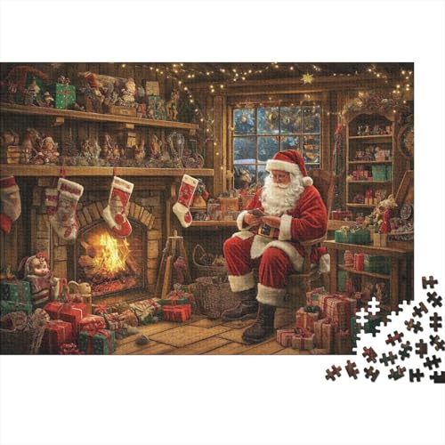 Cartoon Weihnachten 500 Stück Holzpuzzles Geschicklichkeitsspiel Für Die Ganze Familie Weihnachtsmann Handgefertigte DIY-Anpassung Puzzle-Geschenk Familie Wanddekoration 500pcs (52x38cm) von RTTGKMYPL