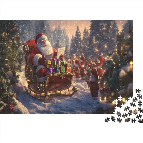 Cartoon Weihnachten 500 Stück Holzpuzzles Geschicklichkeitsspiel Für Die Ganze Familie Weihnachtsmann Handgefertigte DIY-Anpassung Puzzle-Geschenk Familie Wanddekoration 500pcs (52x38cm) von RTTGKMYPL