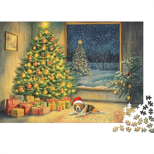 Cartoon Weihnachten 500 Stück Holzpuzzles Kniffel Spaß Für Die Ganze Familie Weihnachtsbaum Handgefertigte DIY-Anpassung Puzzle-Geschenk Familiendekorationen 500pcs (52x38cm) von RTTGKMYPL