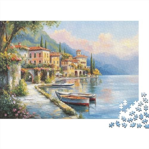 Comer See 1000 Stück Holzpuzzles Familien-Puzzlespiel Comer See Handgefertigte DIY-Anpassung Geburtstag Geschenke Familie Wanddekoration 1000pcs (75x50cm) von RTTGKMYPL