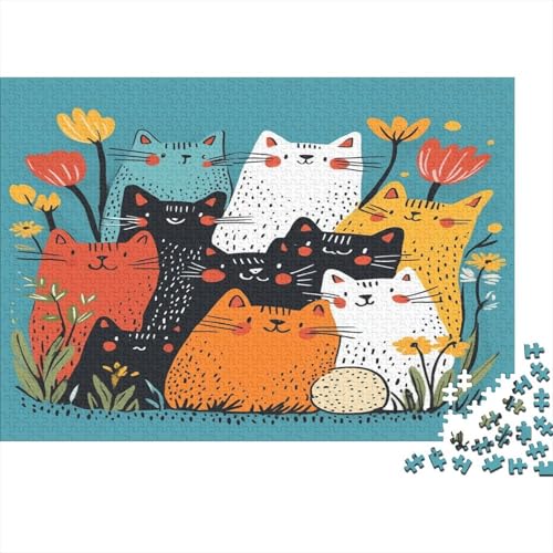 Cute Cartoon Fat Katzen 1000 Stück Holzpuzzles Abbauen Familien Süße Cartoon Tiere Handgefertigte DIY-Anpassung Paar Liebhaber Geschenke Familie Wanddekoration 1000pcs (75x50cm) von RTTGKMYPL