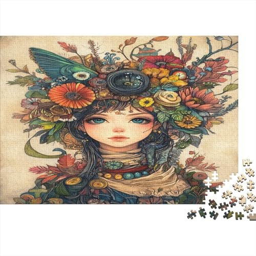 Enchanting Blumenfee 1000 Stück Holzpuzzles Abbauen Familien Schönes Mädchen Handgefertigte DIY-Anpassung Geburtstag Geschenke Familie Wanddekoration 1000pcs (75x50cm) von RTTGKMYPL