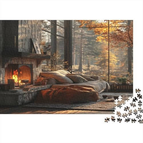 Erstellen Sie einen echten Raum 1000 Stück Holzpuzzles Kniffel Spaß Für Die Ganze Familie Schöner Herbst Handgefertigte DIY-Anpassung Geburtstag Geschenke Familiendekorationen 1000pcs (75x50cm) von RTTGKMYPL