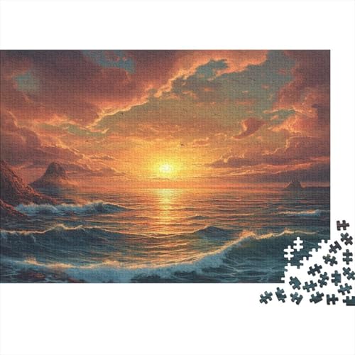 Fantasie Sonnenuntergang 500 Stück Holzpuzzles Stress Abbauen Schöner Meerblick Handgefertigte DIY-Anpassung Geburtstag Geschenke Familie Wanddekoration 500pcs (52x38cm) von RTTGKMYPL