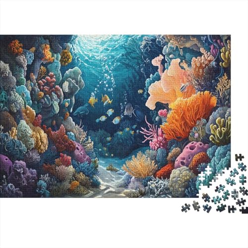 Fantastischer Ozean 1000 Stück Holzpuzzles Kniffel Spaß Für Die Ganze Familie Fisch im Meer Handgefertigte DIY-Anpassung Weihnachten Geschenke Familie Wanddekoration 1000pcs (75x50cm) von RTTGKMYPL