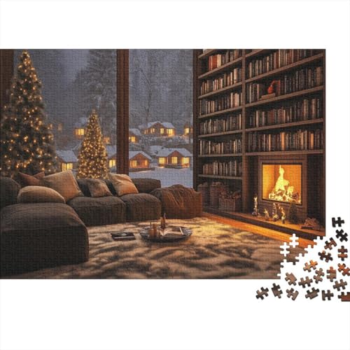 Gemütliche Home Bibliothek 1000 Stück Holzpuzzles Familien-Puzzlespiel Lesesaal Handgefertigte DIY-Anpassung Paar Liebhaber Geschenke Familie Wanddekoration 1000pcs (75x50cm) von RTTGKMYPL