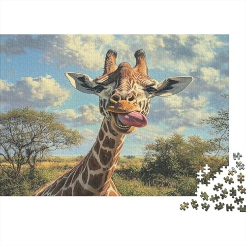 Giraffe 1000 Stück Holzpuzzles Geschicklichkeitsspiel Für Die Ganze Familie Niedliche Wilde Tiere Handgefertigte DIY-Anpassung Puzzle-Geschenk Familie Wanddekoration 1000pcs (75x50cm) von RTTGKMYPL