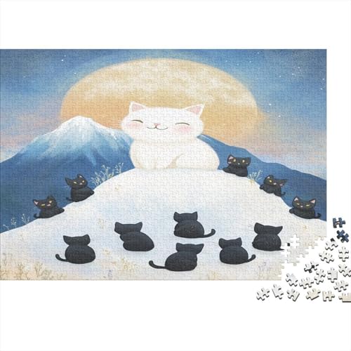 Große weiße Katze, kleine Schwarze Katze 500 Stück Holzpuzzles Abbauen Familien Süße Cartoon Tiere Handgefertigte DIY-Anpassung Puzzle-Geschenk Familie Wanddekoration 500pcs (52x38cm) von RTTGKMYPL