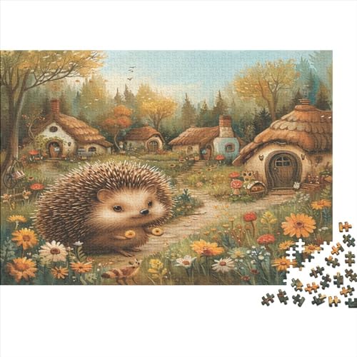 Igel 500 Stück Holzpuzzles Stress Abbauen Interessante Wildtiere Handgefertigte DIY-Anpassung Puzzle-Geschenk Familie Wanddekoration 500pcs (52x38cm) von RTTGKMYPL