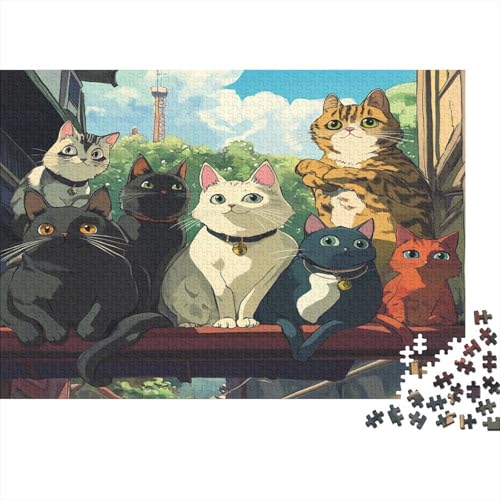 Katzen 1000 Stück Holzpuzzles Kniffel Spaß Für Die Ganze Familie Süße Cartoon Tiere Handgefertigte DIY-Anpassung Puzzle-Geschenk Familiendekorationen 1000pcs (75x50cm) von RTTGKMYPL