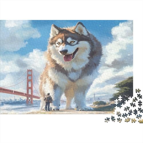 Sibirischer Husky 1000 Stück Holzpuzzles Familien-Puzzlespiel Netter Hund Haustier Handgefertigte DIY-Anpassung Geburtstag Geschenke Familiendekorationen 1000pcs (75x50cm) von RTTGKMYPL