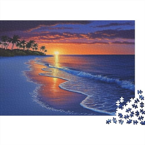 Strand Sonnenuntergang 1000 Stück Holzpuzzles Stress Abbauen Schöner Meerblick Handgefertigte DIY-Anpassung Paar Liebhaber Geschenke Familiendekorationen 1000pcs (75x50cm) von RTTGKMYPL