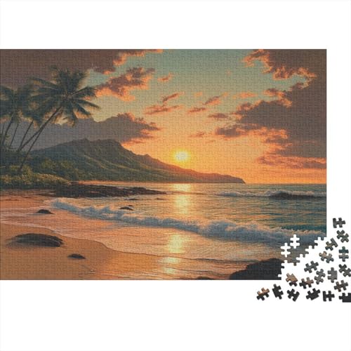 Strand Sonnenuntergang 500 Stück Holzpuzzles Abbauen Familien Schöner Meerblick Handgefertigte DIY-Anpassung Geburtstag Geschenke Familie Wanddekoration 500pcs (52x38cm) von RTTGKMYPL