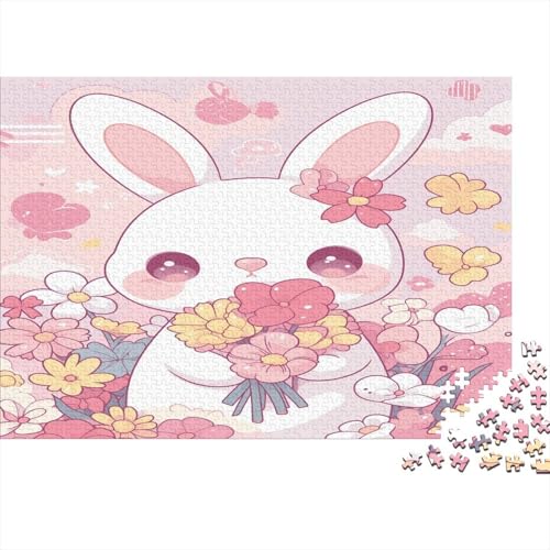 Süßer Kawaii Hase 300 Stück Holzpuzzles Kniffel Spaß Für Die Ganze Familie Süße Cartoon Tiere Handgefertigte DIY-Anpassung Geburtstag Geschenke Familie Wanddekoration 300pcs (40x28cm) von RTTGKMYPL