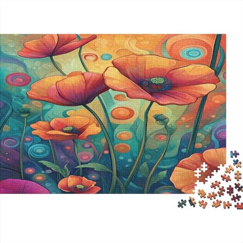 Tinte Stil farbige Blumen 1000 Stück Holzpuzzles Kniffel Spaß Für Die Ganze Familie Handgefertigte DIY-Anpassung Paar Liebhaber Geschenke Familie Wanddekoration 1000pcs (75x50cm) von RTTGKMYPL