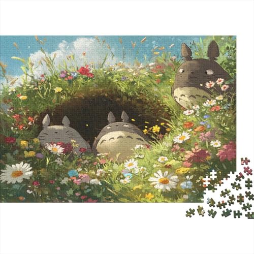 Totoro 1000 Stück Holzpuzzles Familien-Puzzlespiel Süße Cartoon Tiere Handgefertigte DIY-Anpassung Puzzle-Geschenk Familie Wanddekoration 1000pcs (75x50cm) von RTTGKMYPL