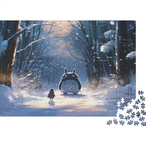 Totoro 1000 Stück Holzpuzzles Familien-Puzzlespiel Süße Cartoon Tiere Handgefertigte DIY-Anpassung Weihnachten Geschenke Familie Wanddekoration 1000pcs (75x50cm) von RTTGKMYPL