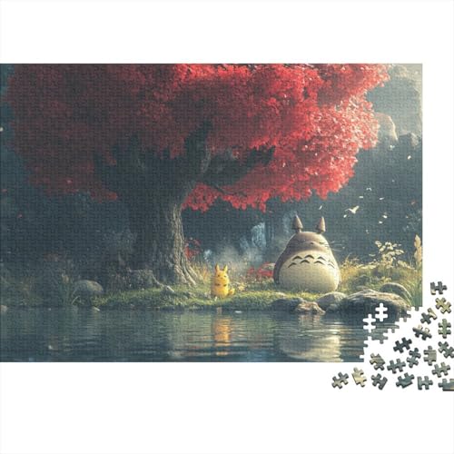 Totoro 1000 Stück Holzpuzzles Familien-Puzzlespiel Süße Cartoon Tiere Handgefertigte DIY-Anpassung Weihnachten Geschenke Familie Wanddekoration 1000pcs (75x50cm) von RTTGKMYPL