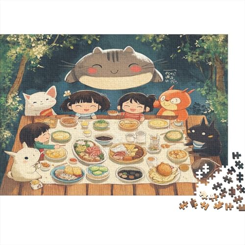 Totoro 300 Stück Holzpuzzles Stress Abbauen Süße Cartoon Tiere Handgefertigte DIY-Anpassung Geburtstag Geschenke Familie Wanddekoration 300pcs (40x28cm) von RTTGKMYPL