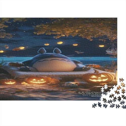 Totoro 500 Stück Holzpuzzles Puzzlespiele Für Erwachsene Süße Cartoon Tiere Handgefertigte DIY-Anpassung Geburtstag Geschenke Familie Wanddekoration 500pcs (52x38cm) von RTTGKMYPL