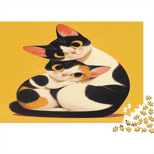 Two Cartoon Katzen 300 Stück Holzpuzzles Abbauen Familien Süße Cartoon Tiere Handgefertigte DIY-Anpassung Paar Liebhaber Geschenke Familie Wanddekoration 300pcs (40x28cm) von RTTGKMYPL