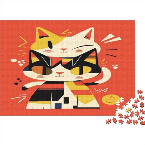 Two Cartoon Katzen 300 Stück Holzpuzzles Stress Abbauen Süße Cartoon Tiere Handgefertigte DIY-Anpassung Paar Liebhaber Geschenke Familiendekorationen 300pcs (40x28cm) von RTTGKMYPL