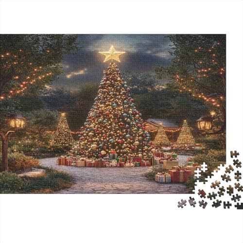 Weihnachtsbaum 1000 Stück Holzpuzzles Generation Als Herausforderndes Handgefertigte DIY-Anpassung Weihnachten Geschenke Familiendekorationen 1000pcs (75x50cm) von RTTGKMYPL