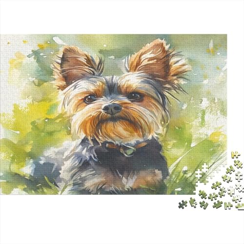 Yorkshire Terrier 1000 Stück Holzpuzzles Familien-Puzzlespiel Netter Hund Haustier Handgefertigte DIY-Anpassung Weihnachten Geschenke Familie Wanddekoration 1000pcs (75x50cm) von RTTGKMYPL