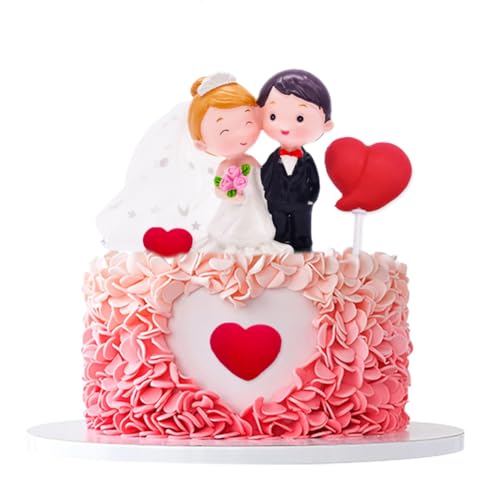 RTUHCSP Brautpaar als Tortendeko, Wedding Cake Topper, Hochzeitspaar, mit Kuchendeko Herzen, Kuchen Figur Hochzeits, Kuchendekorationen für Vorschlag, Hochzeitsgeschenke für Brautpaar von RTUHCSP