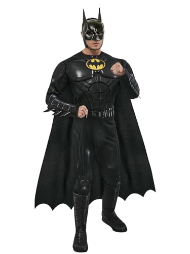 Rubies – DC Offizielles Kostüm – Luxus-Kostüm Batman Mickael Keaton – The Flash Movie – Größe M - Kostüm Schwarzer Ritter - für Halloween, Karneval - Geschenkidee zu Weihnachten von Rubie's