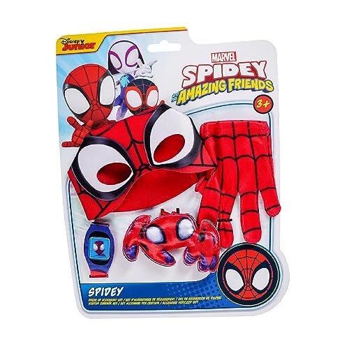 Rubie's - Marvel offizielles Kinder-Kostüm Spidey & Seine Freunde – 4 Zubehörteile Spider Man mit Uhr, Maske, Handschuhe und Mini-Spinne – Einheitsgröße – für Karneval, Halloween, Geburtstag von Rubie's