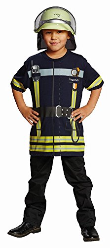 Spiel-Shirt Feuerwehrmann für Kinder T-Shirt bedruckt Feuerwehr Uniform Kostüm von Rubie's