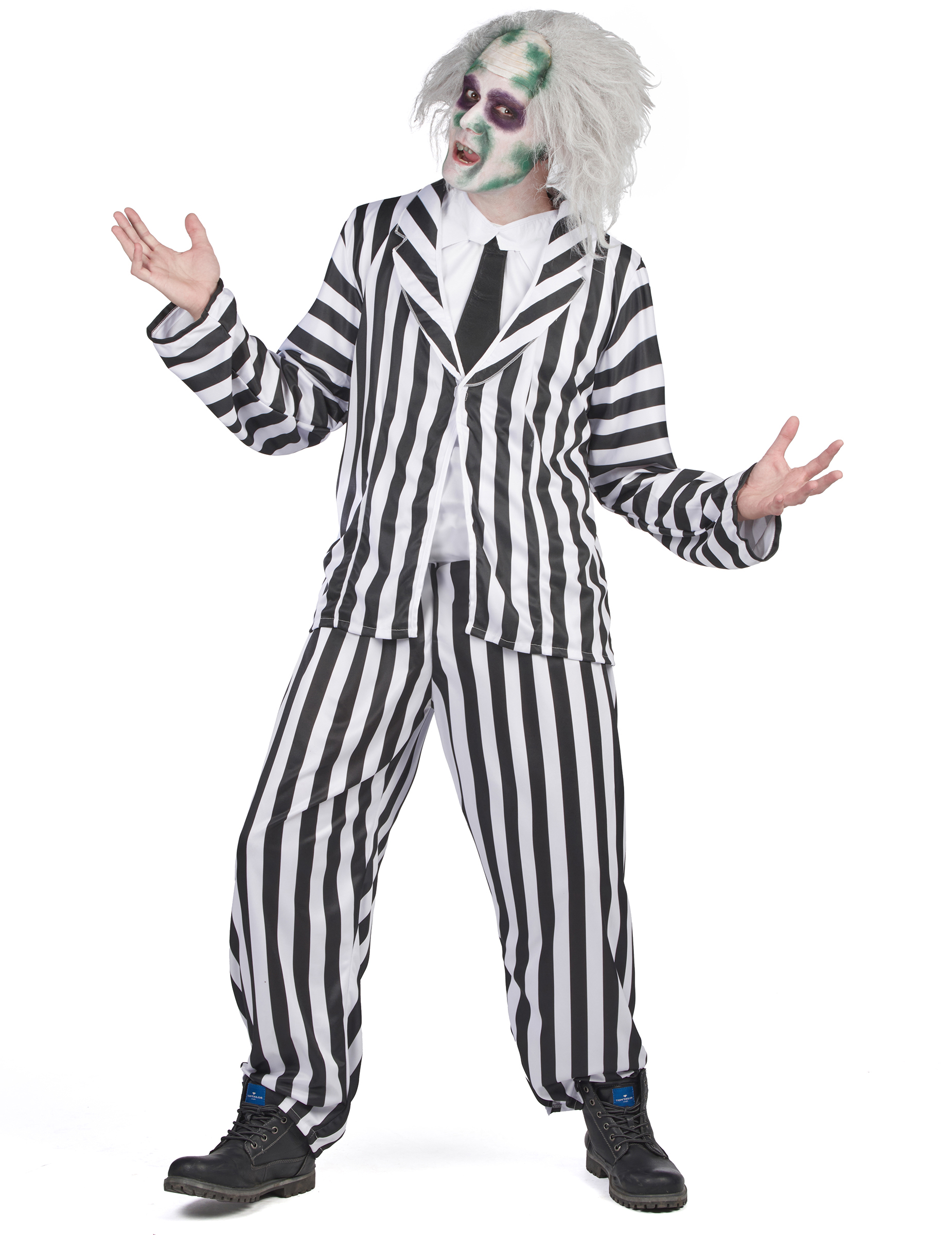 Beetlejuice-Kostüm für Herren Halloween schwarz-weiss von RUBIES FRANCE