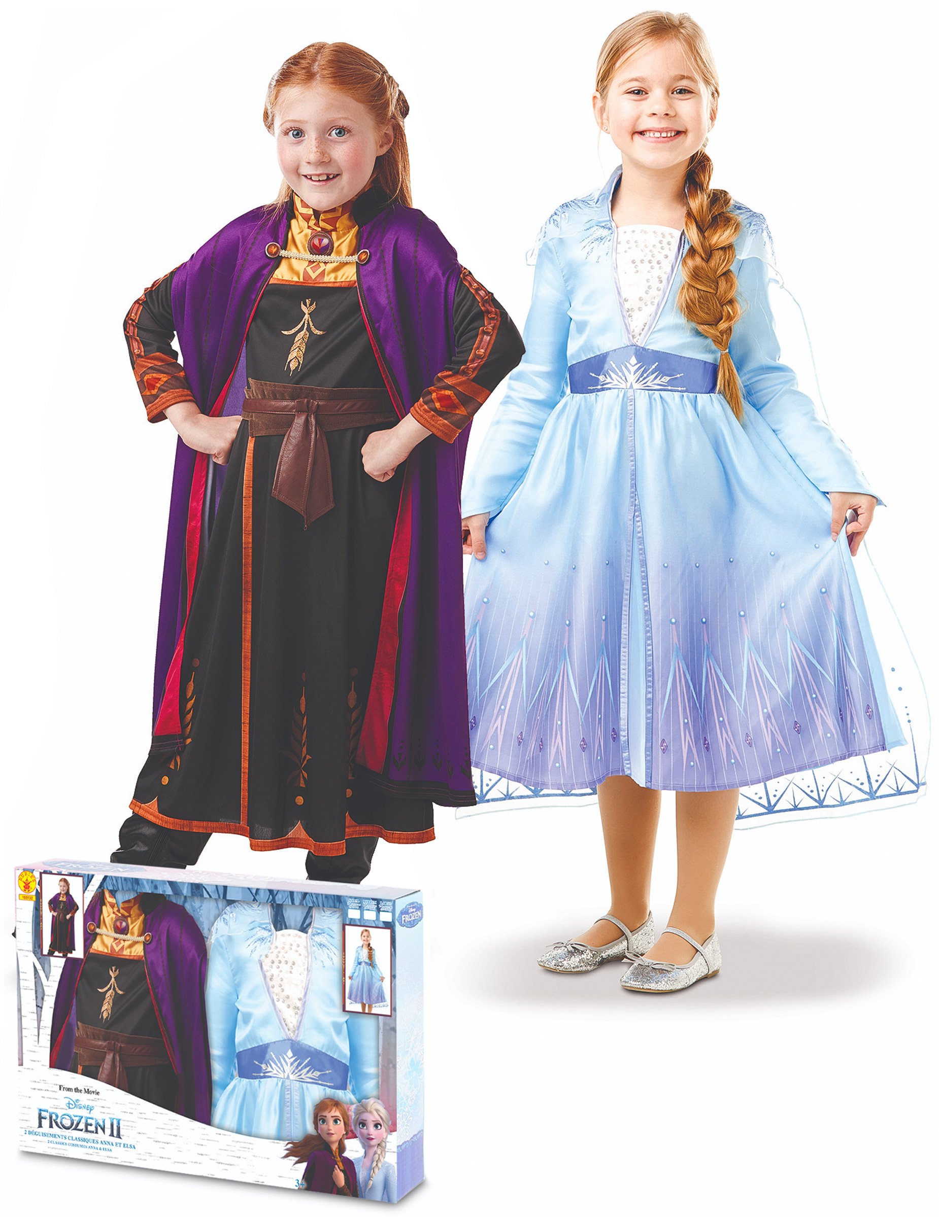 Frozen 2-Paarkostüm für Kinder Anna und Elsa Faschingskostüm bunt von RUBIES FRANCE