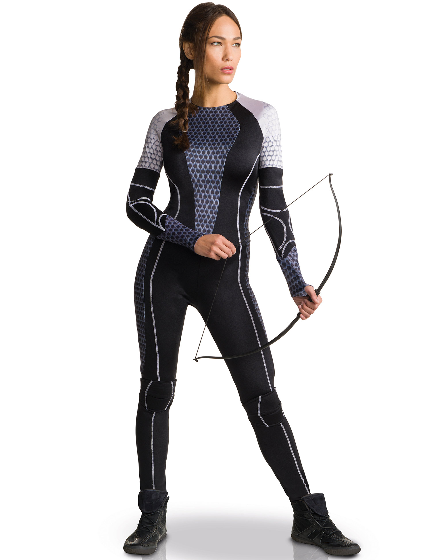 Katniss Everdeen Die Tribute von Panem Catching Fire Damenkostüm schwarz-grau von RUBIES FRANCE