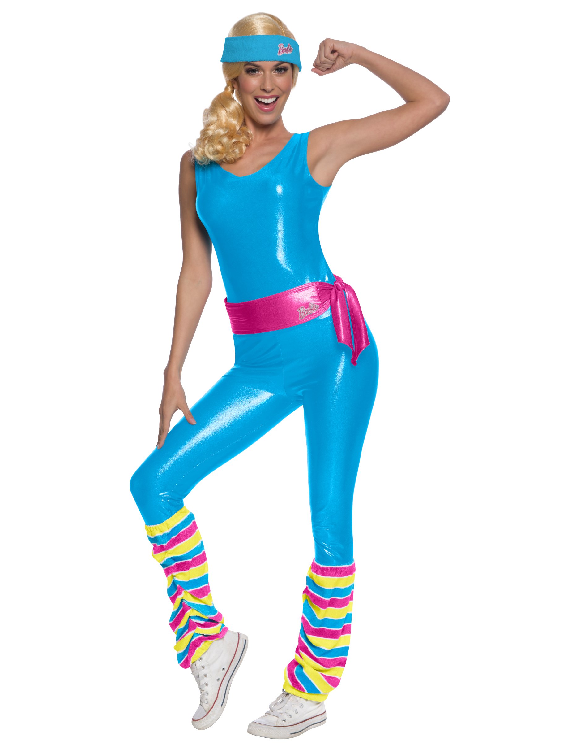 Aerobic-Barbie-Kostüm für Damen blau-pink-gelb Aerobic-Barbie-Kostüm für Damen blau-pink-gelb von RUBIES NL