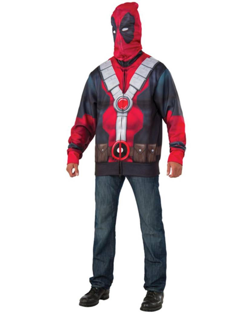 Deadpool-Kapuzenjacke für Herren Marvel rot-schwarz-grau von RUBIES USA