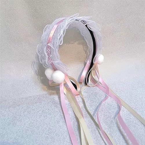 RUDFUZ Kawaii Katze Ohren Stirnband Spitze Bogen Kopf Wrap Lolita Hochzeits party Cosplay Maid Kopf bedeckung Frauen Mädchen Anime Haarschmuck von RUDFUZ