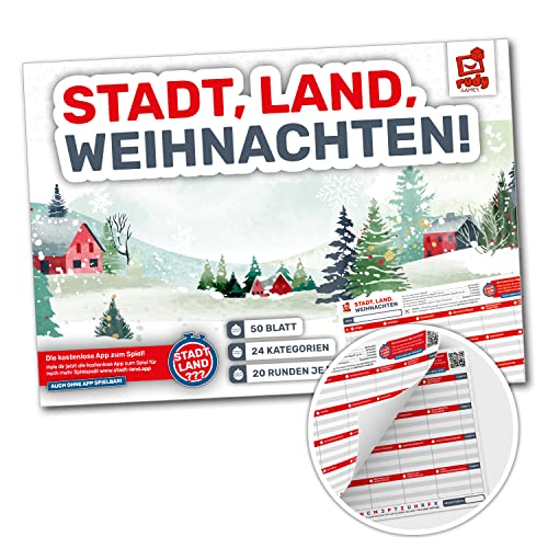 RUDY GAMES - Stadt, Land, Weihnachten! - Winterlandschaft (Block) - Stadt, Land, Fluss Vorlage Block für Kinder und Familien - Wichtelgeschenk | Familienspiel | Mitbringsel (Art)… von RUDY GAMES