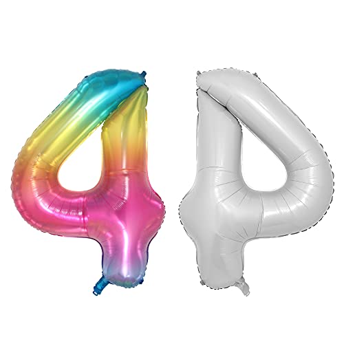 40,6 cm regenbogenfarbene bunte Gelee-Zahlenfolien-Mylar-Luftballons 0-9 Babyparty Geburtstag Party Dekoration Banner (40,6 cm Jelly 4) von RUIANSI