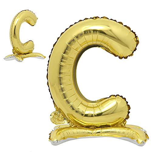 81,3 cm stehende Buchstabenballons Gold Alphabet Zahlen Ballons Folie Mylar-Party Hochzeit Bachelorette Geburtstag Brautdusche Abschlussfeier Jubiläum Feier Dekoration (81,3 cm Ständer Gold C) von RUIANSI