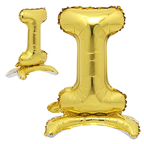 81,3 cm stehende Buchstabenballons Gold Alphabet Zahlen Ballons Folie Mylar-Party Hochzeit Bachelorette Geburtstag Brautparty Abschlussfeier Jubiläum Feier Dekoration (81,3 cm Ständer Gold I) von RUIANSI