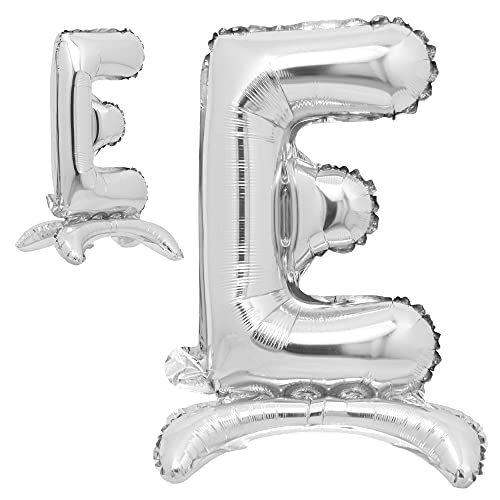 81,3 cm stehende Buchstabenballons Silber Alphabet Zahlen Ballons Folie Mylar-Party Hochzeit Bachelorette Geburtstag Brautdusche Abschlussfeier Jubiläum Feier Dekoration (81,3 cm Ständer Silber E) von RUIANSI