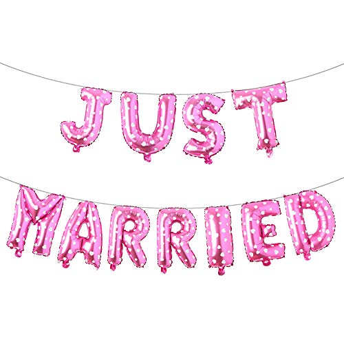 Folienballons mit Aufschrift "Just Married", 40,6 cm, mehrfarbig, Alphabet, Mylar-Ballons für Hochzeiten, Junggesellinnenabschiede, Party-Dekoration (Just Married Pink Heart) von RUIANSI