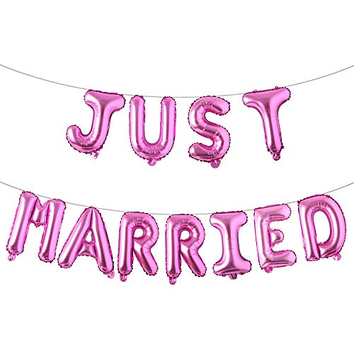 Folienballons mit Aufschrift "Just Married", 40,6 cm, mehrfarbig, Alphabet, Mylar-Ballons für Hochzeiten, Junggesellinnenabschiede, Party-Dekoration (Just Married Rose Red) von RUIANSI