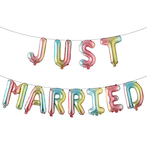 Folienballons mit Aufschrift "Just Married", 40,6 cm, mehrfarbig, Alphabet, Mylar-Ballons für Hochzeiten, Junggesellinnenabschiede, Party-Dekoration von RUIANSI