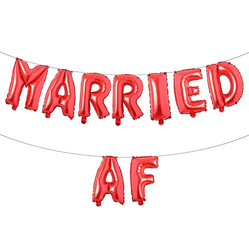 Folienballons mit Aufschrift "Married AF", mehrfarbig, 40,6 cm von RUIANSI