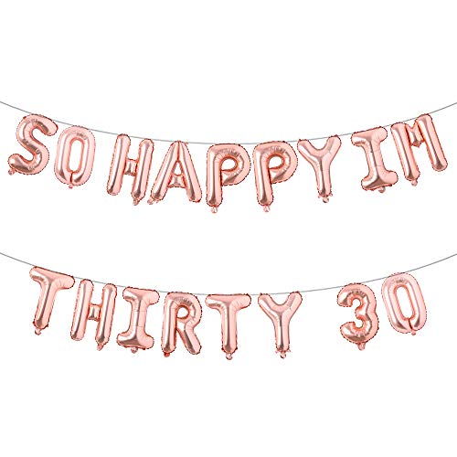 Luftballons zum 30. Geburtstag, lustige Dekoration für Sie-So Happy IM Thirty Balloon Banner, Dirty 30 Birthday Party Supplies Geburtstag Bilderrahmen (IM Thirty 30 Rose Gold) von RUIANSI