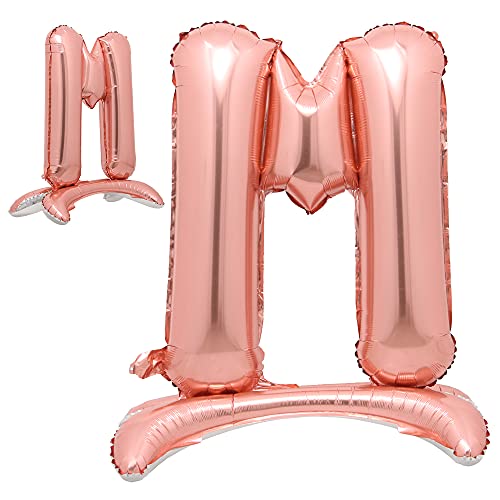 Stehende Rose Gold 81,3 cm Buchstaben Ballons Alphabet Ballons Folie Mylar-Party Hochzeit Bachelorette Geburtstag Brautdusche Abschlussfeier Jubiläum Feier Dekoration (81,3 cm Ständer Rose Gold M) von RUIANSI